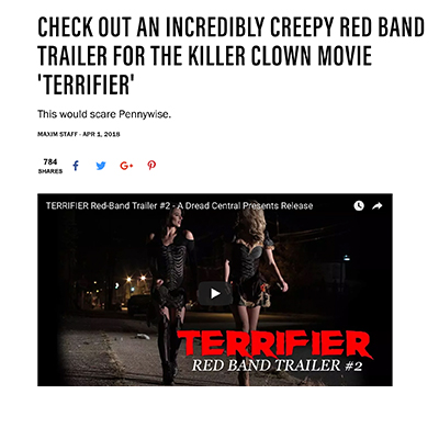 CHECK OUT AN INCREDIBLY CREEPY RED BAND TRAILER FOR THE KILLER CLOWN MOVIE 'TERRIFIER'
